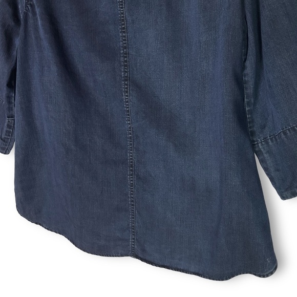 Soft Surroundings Chambray Top Sz M Georgica Dark Blue Capsule Minimalist - Picture 8 of 10